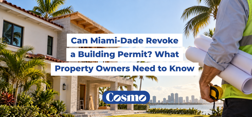 Unfinished Miami-Dade home addition with a construction professional holding plans