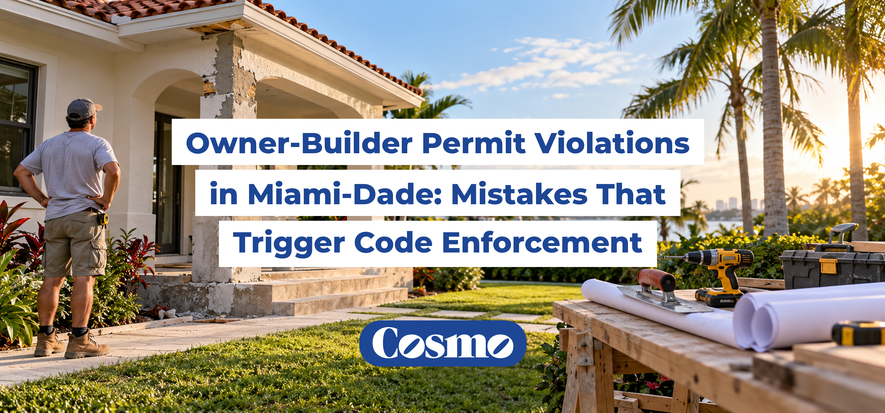 Homeowner reviewing unfinished porch repair at a South Florida home